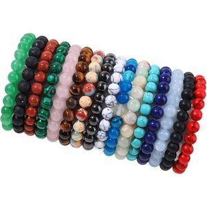 Semi-Precious Gemstone Beaded Bracelets for Men Women 8mm Unisex Yoga Gift